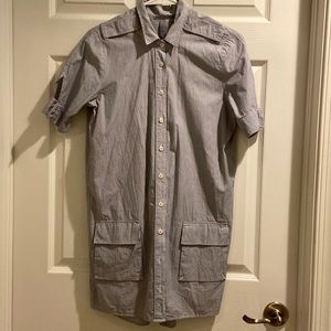 XS Sibel Saral blue and white striped shirt, dress/beachcover 100% turiskcotton